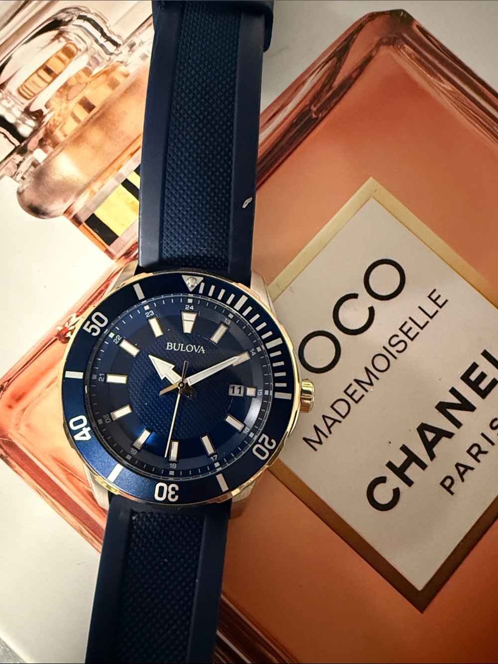 Bulova Blue and Gold Men's Diver-Style Watch